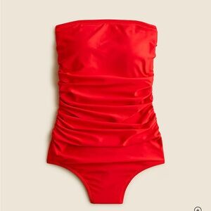 JCrew Gemma ruched bandeau one-piece 10 Red